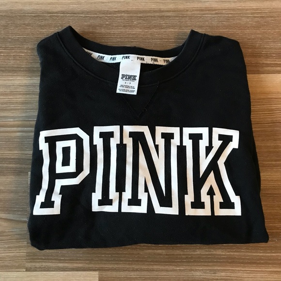 PINK Victoria's Secret Tops - Vs pink black crew neck